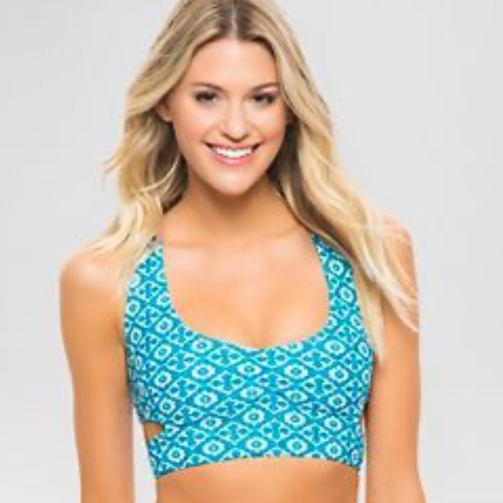 tori praver swimwear turquoise, blue bikini top Sz  M